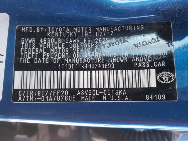 Photo 9 VIN: 4T1BF1FK4HU741693 - TOYOTA CAMRY LE 