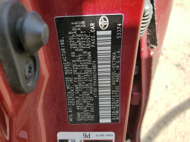 Photo 12 VIN: 4T1BF1FK4HU749874 - TOYOTA CAMRY LE 