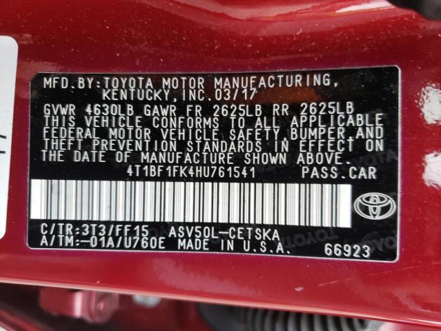 Photo 9 VIN: 4T1BF1FK4HU761541 - TOYOTA CAMRY 