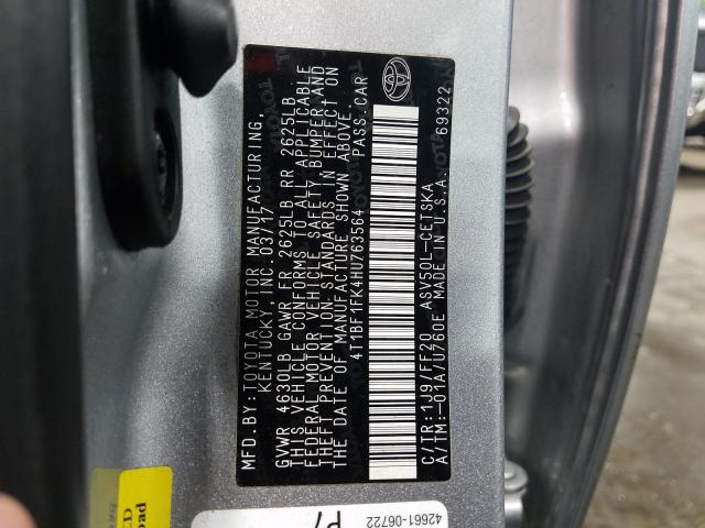 Photo 9 VIN: 4T1BF1FK4HU763564 - TOYOTA CAMRY LE 