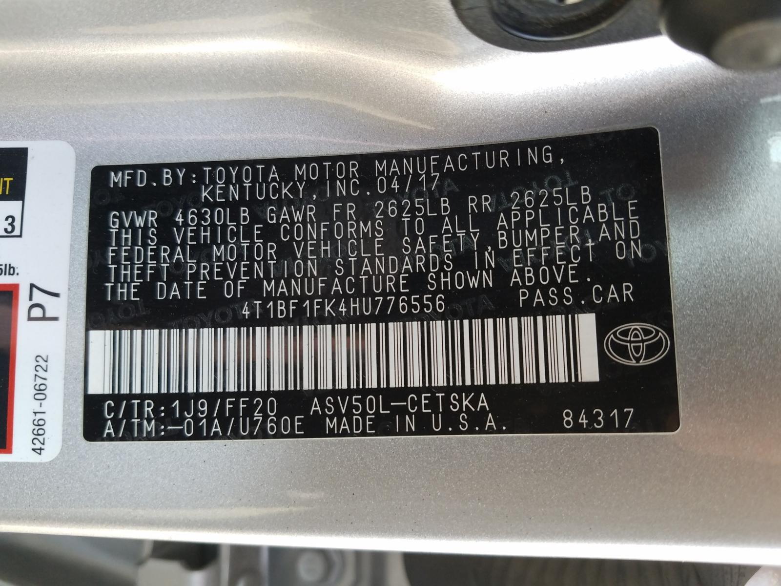 Photo 9 VIN: 4T1BF1FK4HU776556 - TOYOTA CAMRY 