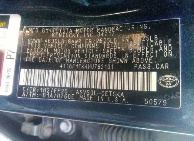 Photo 8 VIN: 4T1BF1FK4HU782101 - TOYOTA CAMRY 