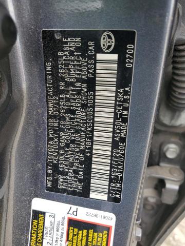 Photo 11 VIN: 4T1BF1FK5CU051055 - TOYOTA CAMRY BASE 