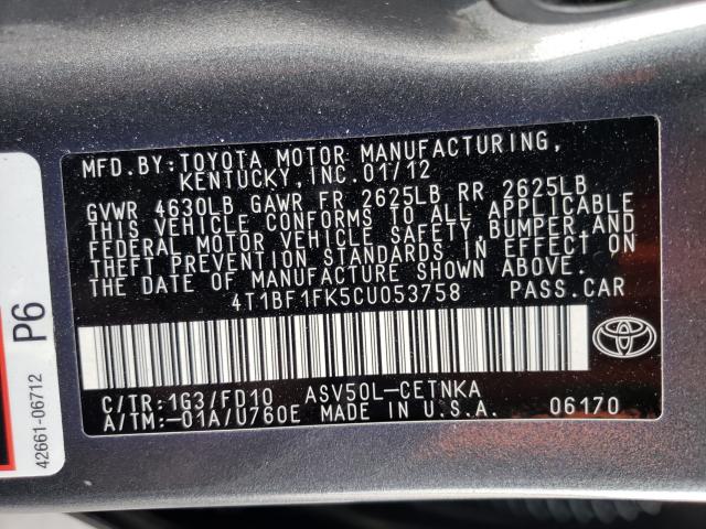 Photo 9 VIN: 4T1BF1FK5CU053758 - TOYOTA CAMRY BASE 