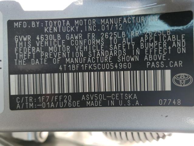 Photo 11 VIN: 4T1BF1FK5CU054960 - TOYOTA CAMRY BASE 