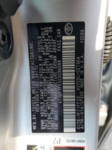 Photo 12 VIN: 4T1BF1FK5CU096688 - TOYOTA CAMRY BASE 