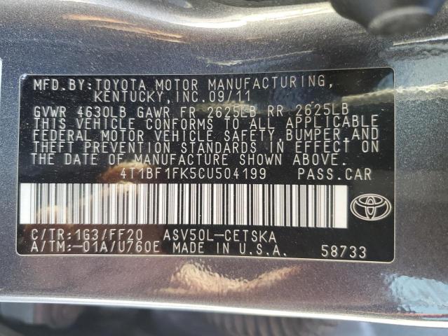 Photo 11 VIN: 4T1BF1FK5CU504199 - TOYOTA CAMRY BASE 