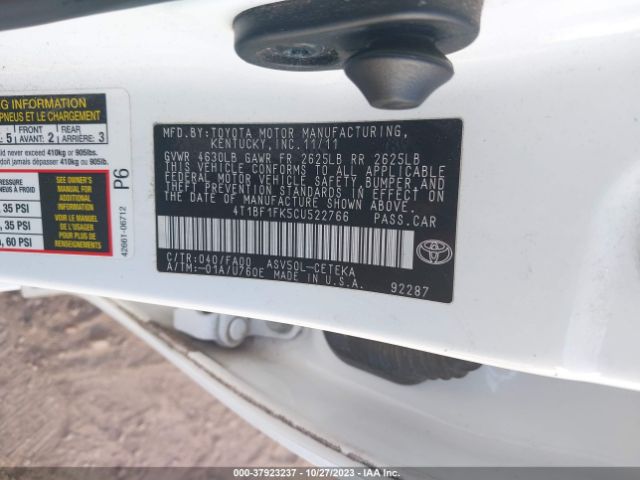 Photo 8 VIN: 4T1BF1FK5CU522766 - TOYOTA CAMRY 