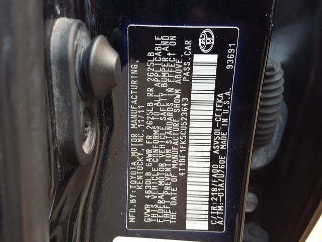 Photo 9 VIN: 4T1BF1FK5CU523643 - TOYOTA CAMRY BASE 