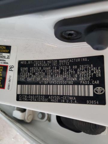 Photo 11 VIN: 4T1BF1FK5CU550180 - TOYOTA CAMRY BASE 