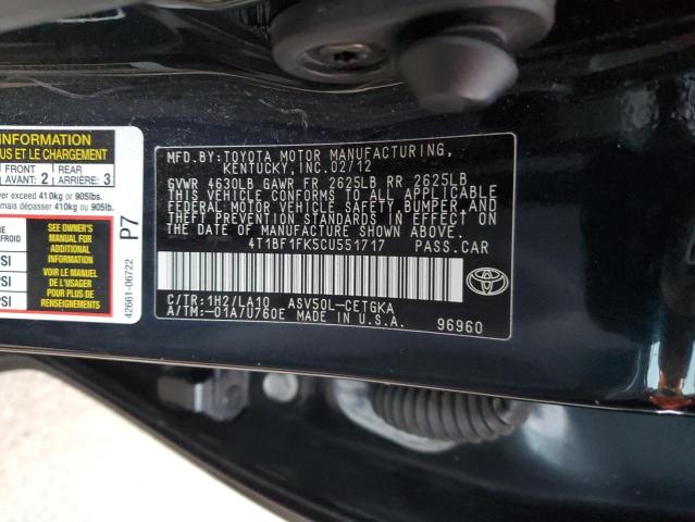 Photo 11 VIN: 4T1BF1FK5CU551717 - TOYOTA CAMRY BASE 