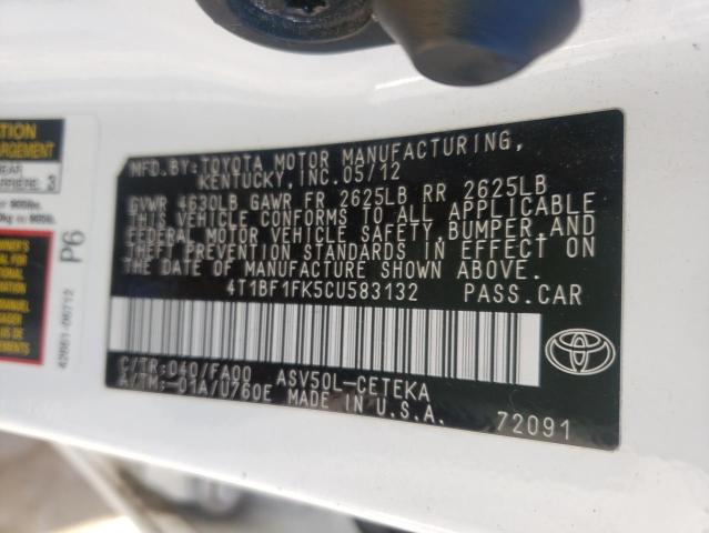 Photo 9 VIN: 4T1BF1FK5CU583132 - TOYOTA CAMRY BASE 