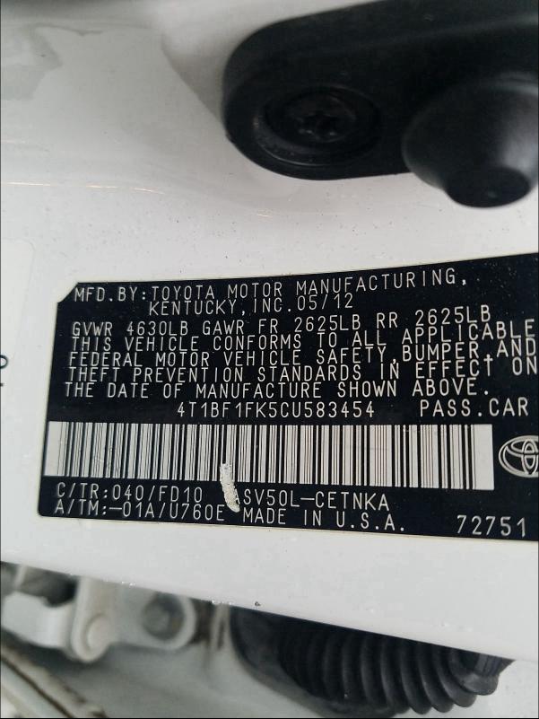 Photo 9 VIN: 4T1BF1FK5CU583454 - TOYOTA CAMRY BASE 