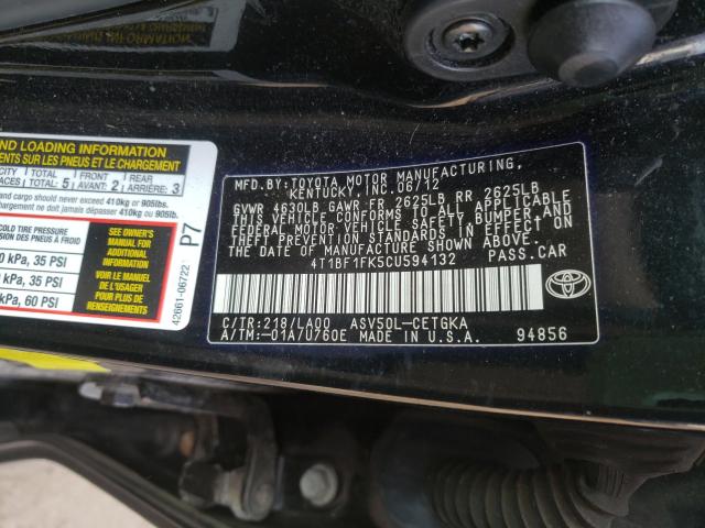 Photo 9 VIN: 4T1BF1FK5CU594132 - TOYOTA CAMRY BASE 