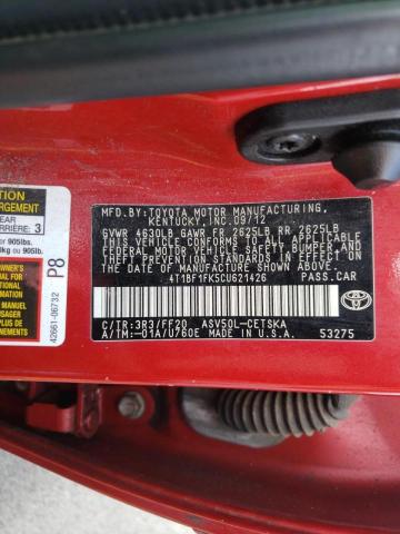 Photo 9 VIN: 4T1BF1FK5CU621426 - TOYOTA CAMRY BASE 