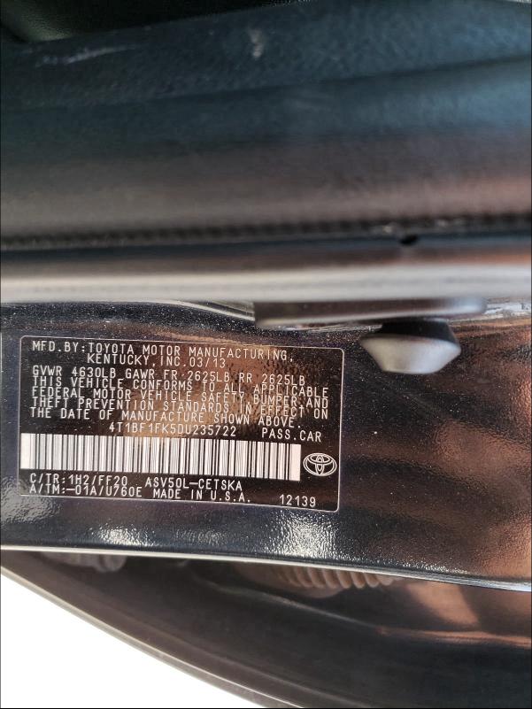 Photo 9 VIN: 4T1BF1FK5DU235722 - TOYOTA CAMRY L 