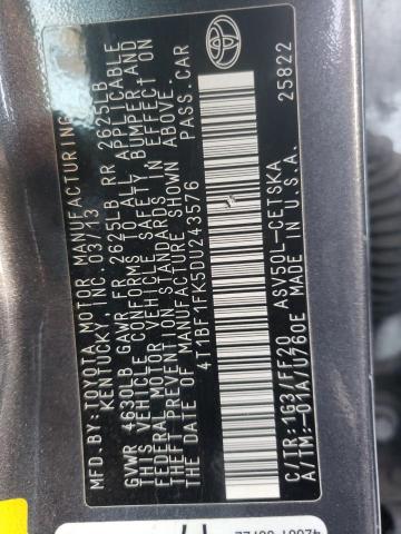 Photo 9 VIN: 4T1BF1FK5DU243576 - TOYOTA CAMRY L 