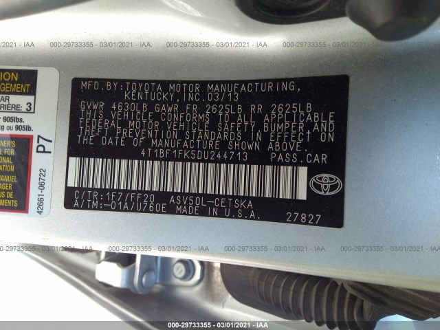 Photo 8 VIN: 4T1BF1FK5DU244713 - TOYOTA CAMRY 