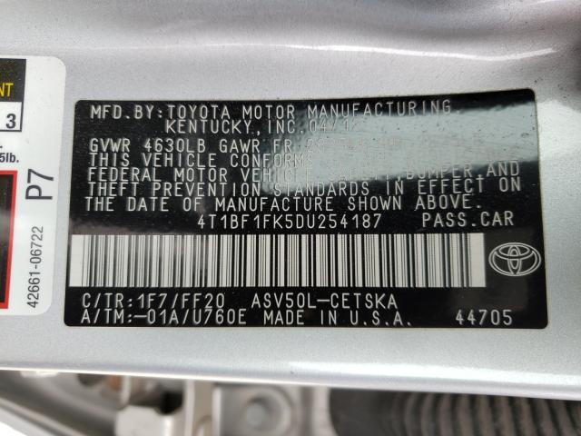 Photo 9 VIN: 4T1BF1FK5DU254187 - TOYOTA CAMRY L 