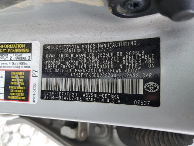 Photo 11 VIN: 4T1BF1FK5DU288730 - TOYOTA CAMRY L 