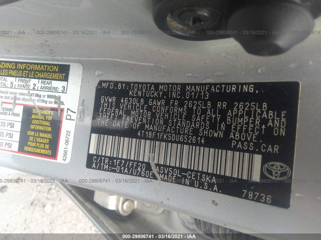 Photo 8 VIN: 4T1BF1FK5DU652614 - TOYOTA CAMRY 