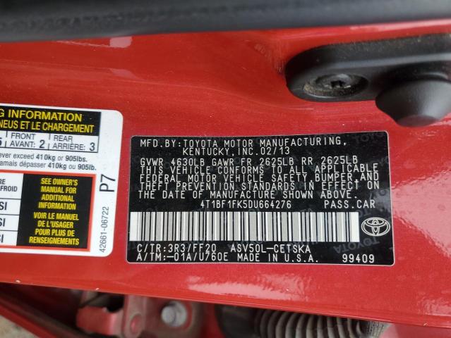 Photo 12 VIN: 4T1BF1FK5DU664276 - TOYOTA CAMRY 