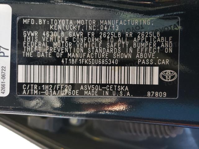 Photo 9 VIN: 4T1BF1FK5DU685340 - TOYOTA CAMRY L 