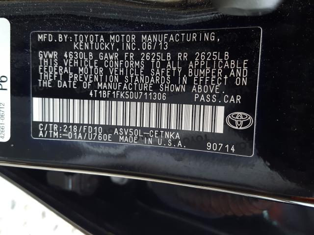 Photo 9 VIN: 4T1BF1FK5DU711306 - TOYOTA CAMRY 