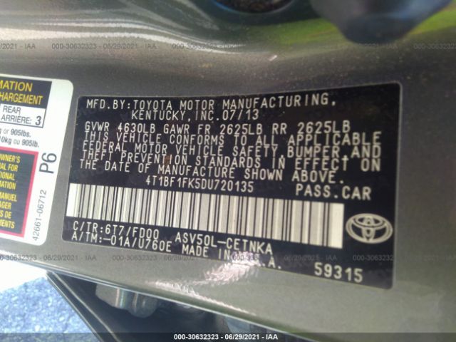 Photo 8 VIN: 4T1BF1FK5DU720135 - TOYOTA CAMRY 