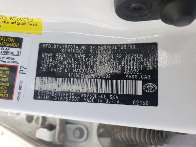 Photo 9 VIN: 4T1BF1FK5DU721592 - TOYOTA CAMRY L 