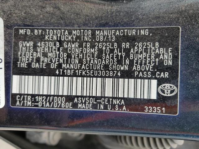 Photo 12 VIN: 4T1BF1FK5EU303874 - TOYOTA CAMRY L 