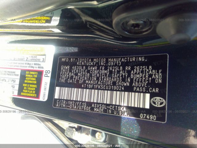 Photo 8 VIN: 4T1BF1FK5EU319024 - TOYOTA CAMRY 