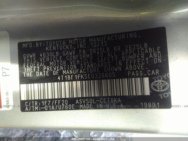 Photo 8 VIN: 4T1BF1FK5EU326605 - TOYOTA CAMRY 