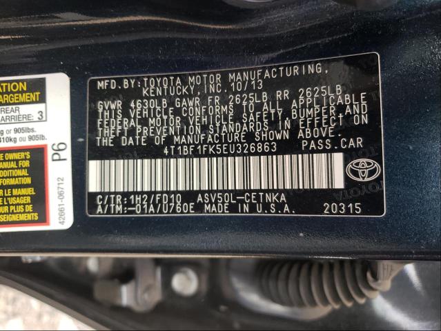 Photo 9 VIN: 4T1BF1FK5EU326863 - TOYOTA CAMRY L 