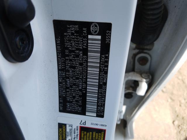 Photo 9 VIN: 4T1BF1FK5EU336759 - TOYOTA CAMRY L 