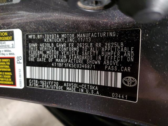 Photo 11 VIN: 4T1BF1FK5EU346871 - TOYOTA CAMRY 