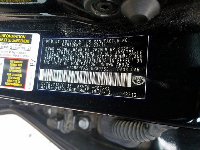 Photo 9 VIN: 4T1BF1FK5EU389753 - TOYOTA CAMRY 