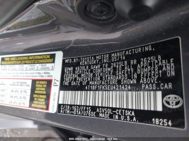 Photo 8 VIN: 4T1BF1FK5EU421424 - TOYOTA CAMRY 