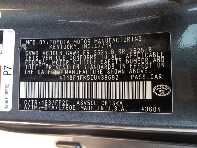 Photo 9 VIN: 4T1BF1FK5EU438692 - TOYOTA CAMRY L 