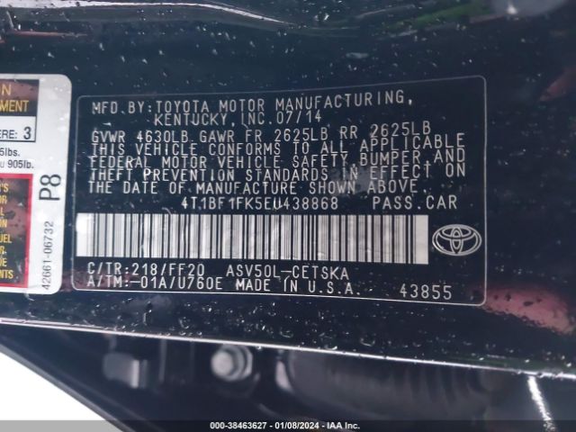 Photo 8 VIN: 4T1BF1FK5EU438868 - TOYOTA CAMRY 