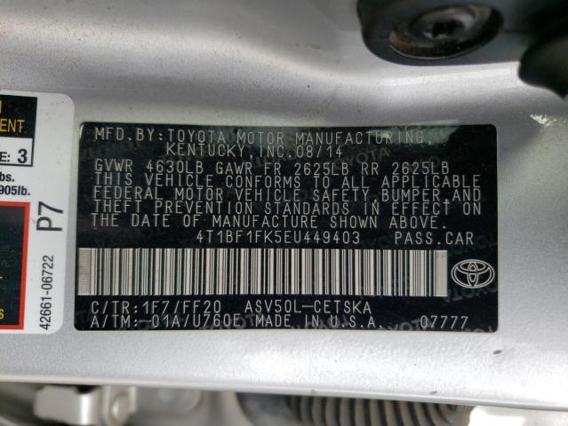 Photo 11 VIN: 4T1BF1FK5EU449403 - TOYOTA CAMRY 