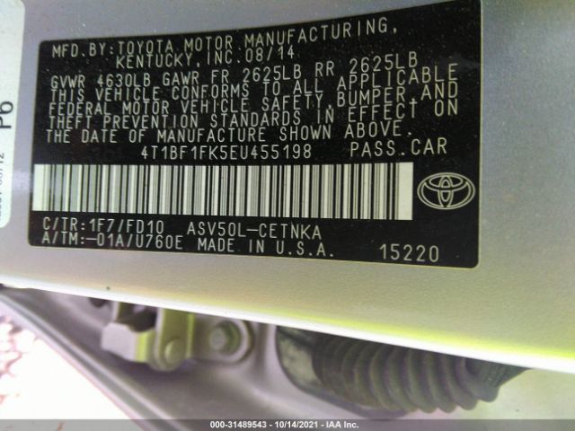 Photo 8 VIN: 4T1BF1FK5EU455198 - TOYOTA CAMRY 