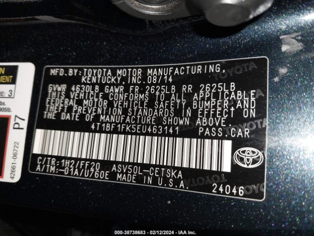 Photo 8 VIN: 4T1BF1FK5EU463141 - TOYOTA CAMRY 