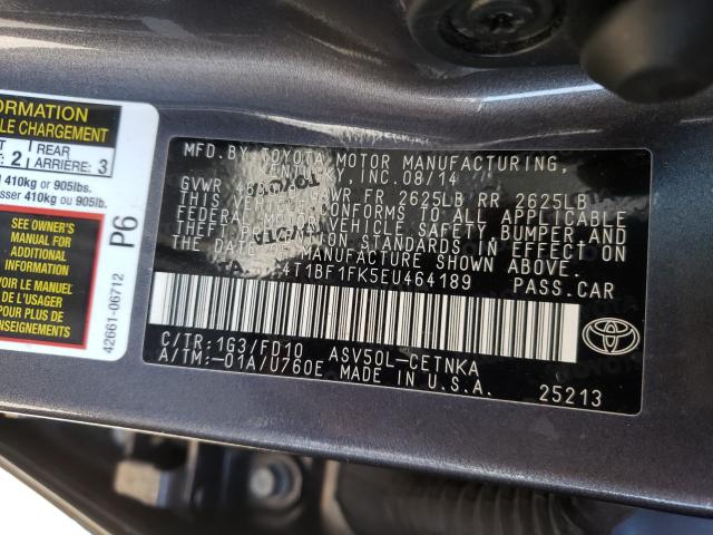 Photo 9 VIN: 4T1BF1FK5EU464189 - TOYOTA CAMRY L 