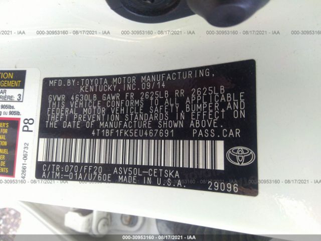 Photo 8 VIN: 4T1BF1FK5EU467691 - TOYOTA CAMRY 