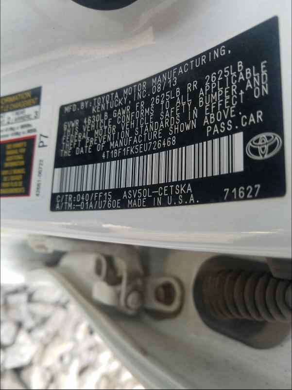 Photo 9 VIN: 4T1BF1FK5EU726468 - TOYOTA CAMRY L 