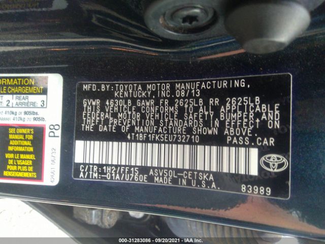 Photo 8 VIN: 4T1BF1FK5EU732710 - TOYOTA CAMRY 