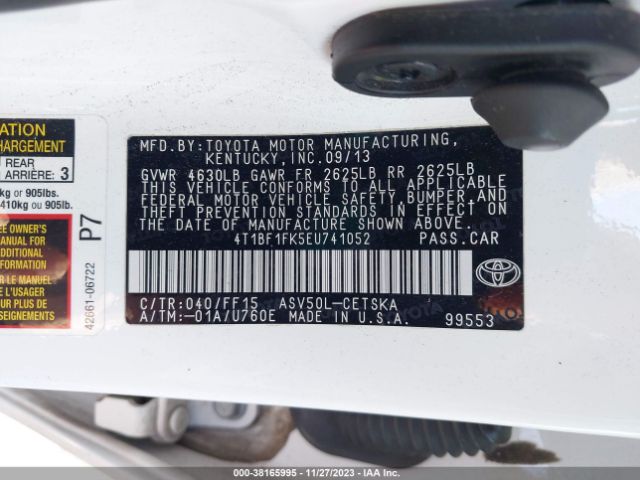 Photo 8 VIN: 4T1BF1FK5EU741052 - TOYOTA CAMRY 