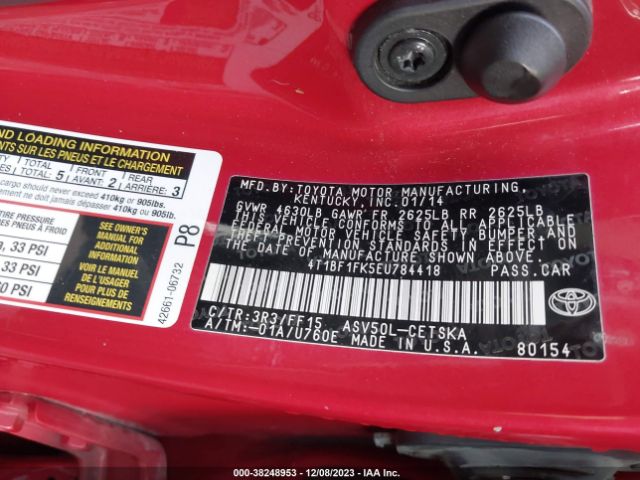 Photo 8 VIN: 4T1BF1FK5EU784418 - TOYOTA CAMRY 