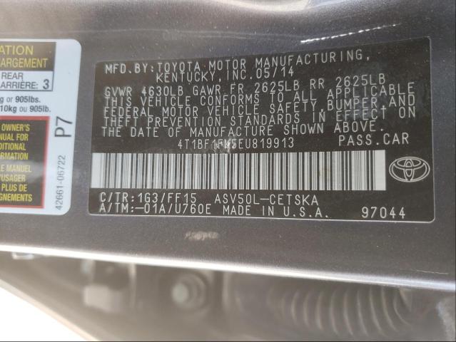 Photo 9 VIN: 4T1BF1FK5EU819913 - TOYOTA CAMRY L 